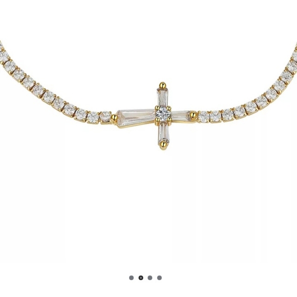 Gratitude and Grace Crystal Cross 14k Gold Plated Bracelet - Picture 4 of 4